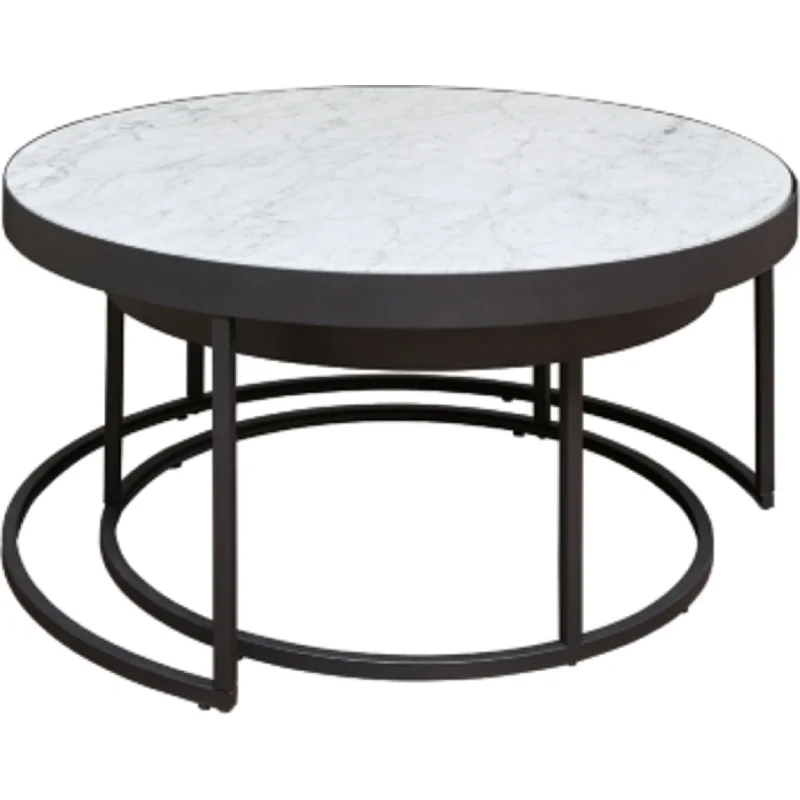 Windron Nesting Cocktail Table (Set of 2) - Black/White